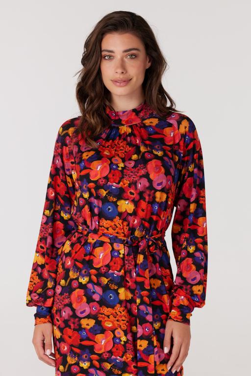 Honey Dress Print With Turtle Neck And Raglan