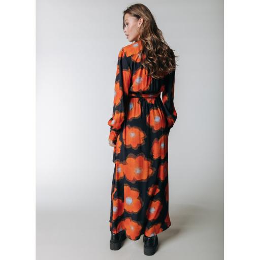 Lola Painted Flower Longsleeve Maxi Wrap Dress